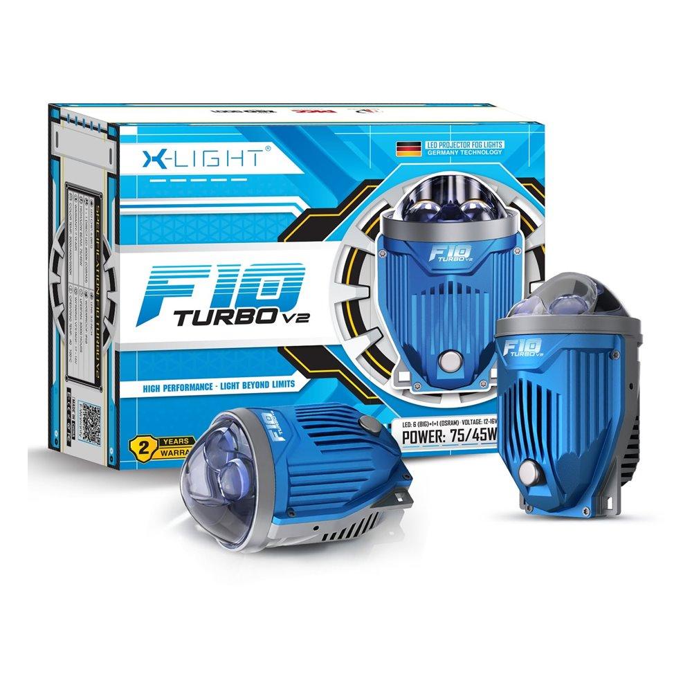 Cặp bi gầm X-Light F10 Turbo V2 cạnh hộp sản phẩm